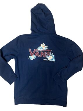 Vans Navy Blue Hoodie Two Sided Graphics Size XL